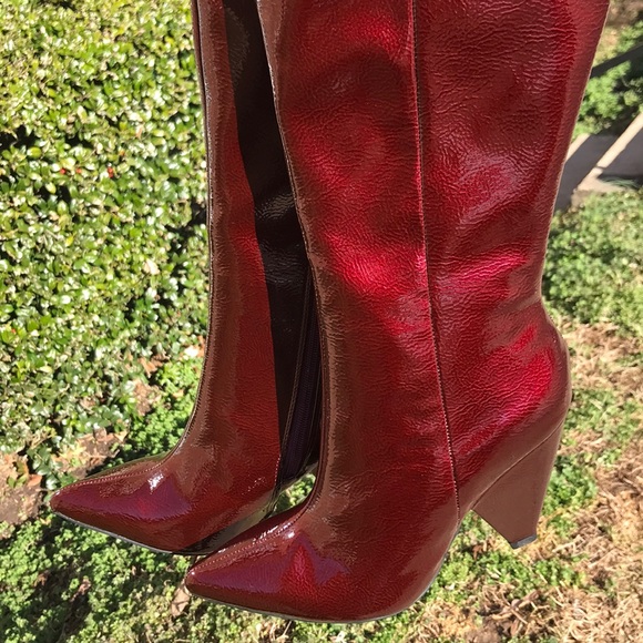 FOREVER 21 Faux Patent Leather Thigh-High Boots - Picture 3 of 8